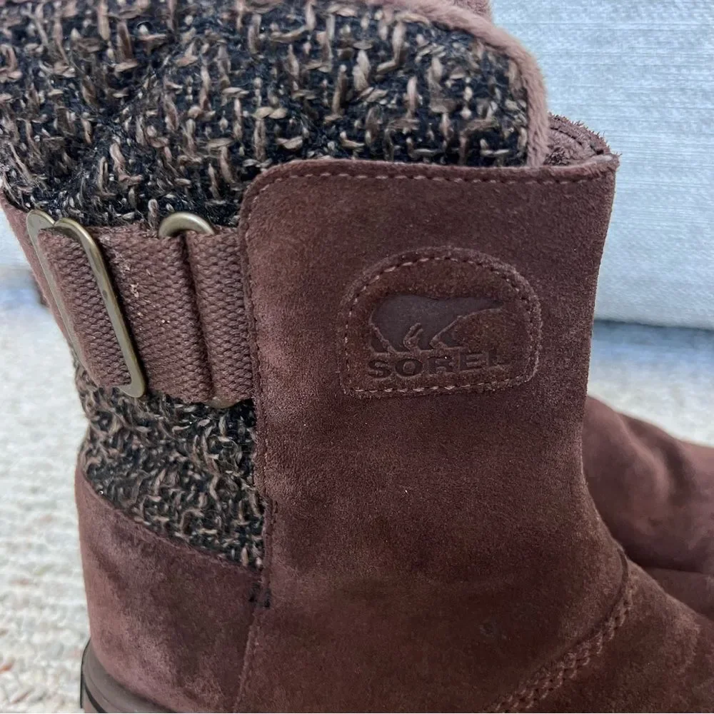 Sorel Rylee Brown Waterproof Winter Mid Calf Slip On Boots